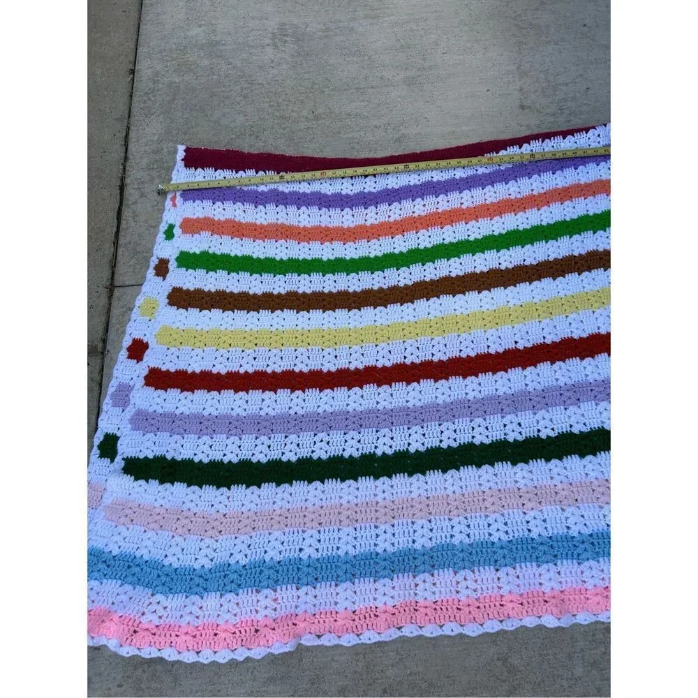 Crochet stripes rainbow blanket 50